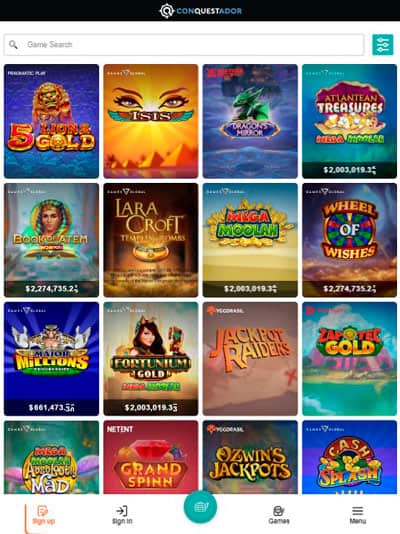 Conquestador Mobile Jackpots