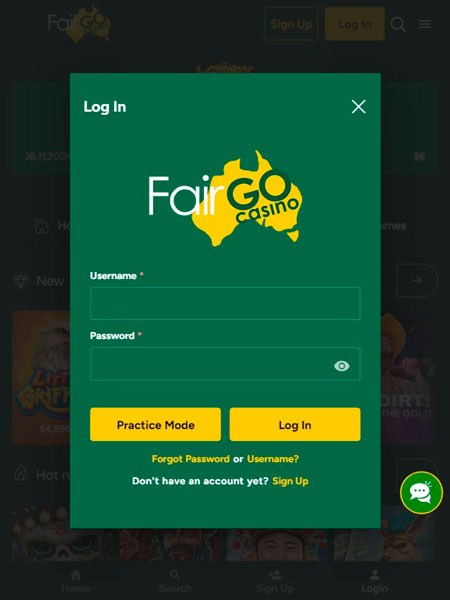 FairGo Casino Mobile Login