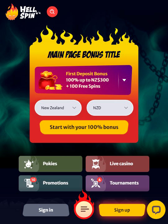 Hell Spin Casino Main Mobile Page