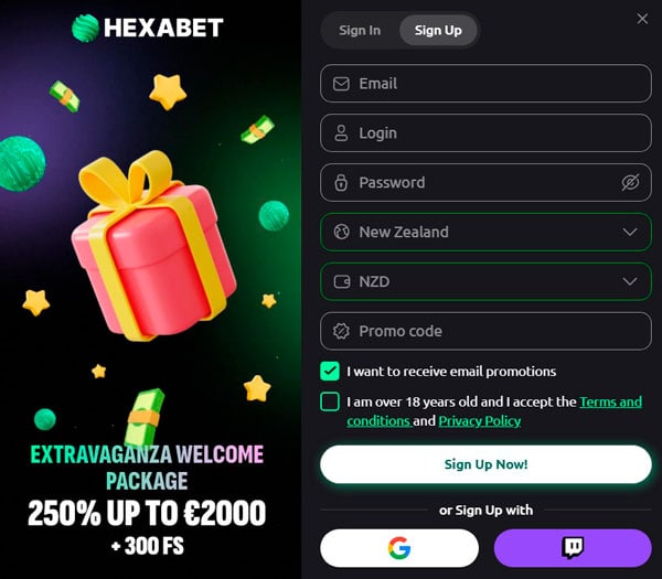 Hexabet Casino Registration