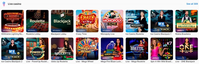 Ice Casino Live Games