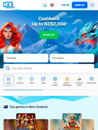 Ice Casino Mobile Main Page