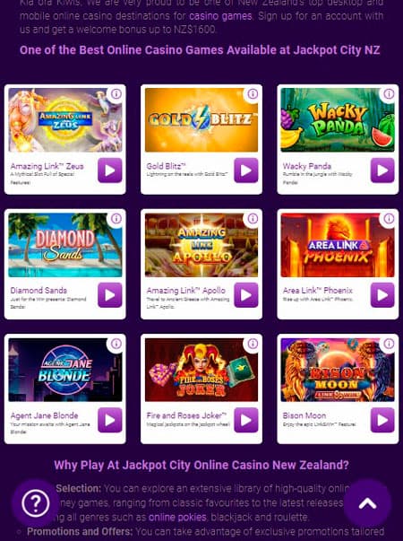 Jackpot City Casino Mobile Games