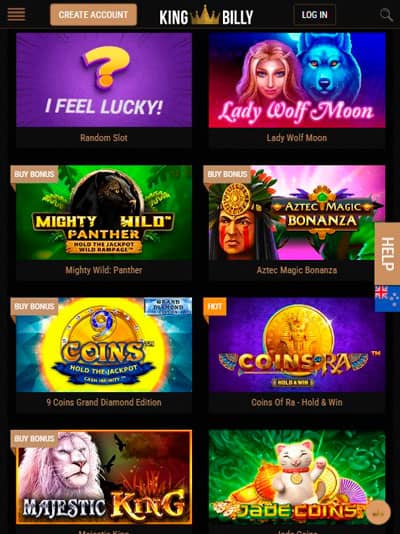 King Billy Casino Mobile Games