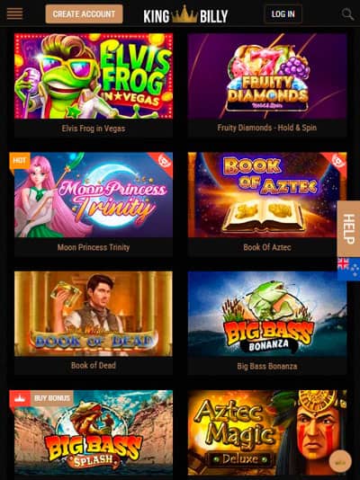 King Billy Casino Mobile Top Games