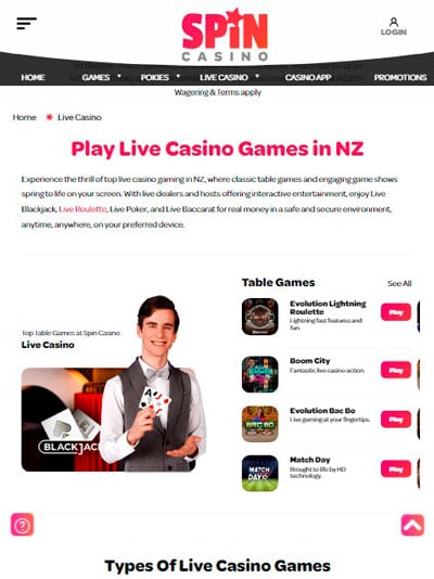 Spin Casino Mobile Live Games