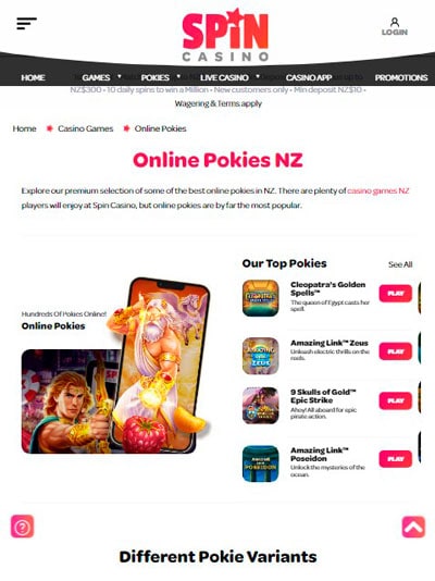 Spin Casino Mobile Pokies