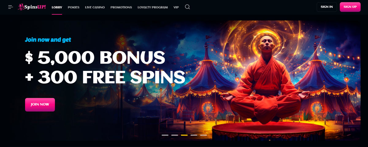 SpinsUP Casino Main Page