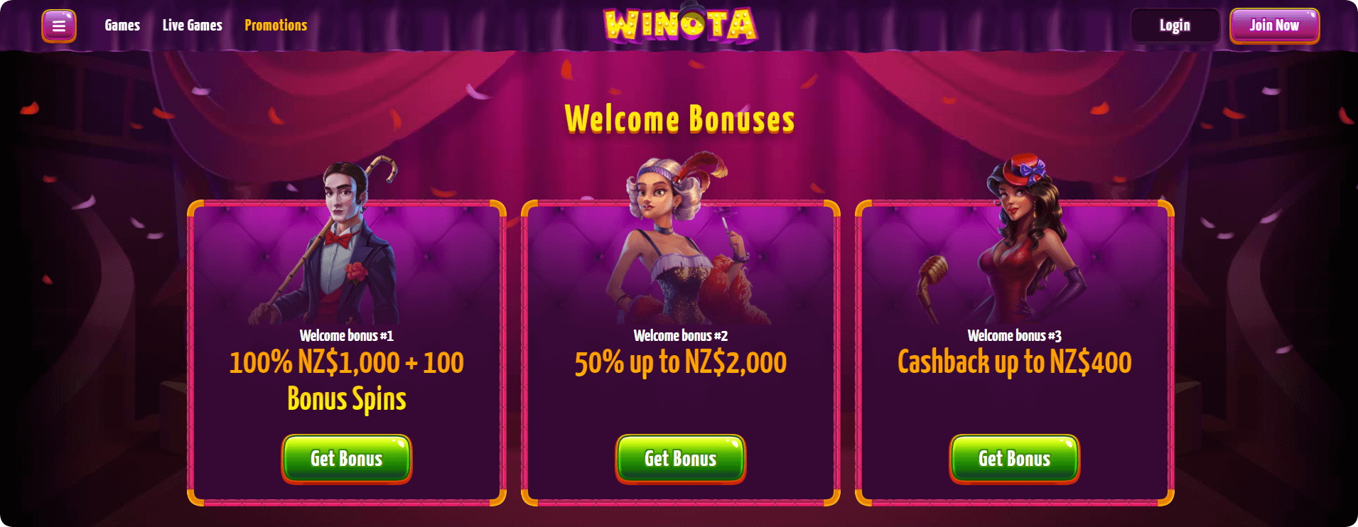 Welcome bonus Winota casino