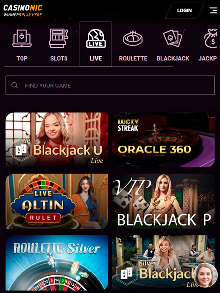 Casinonic Casino Live Games